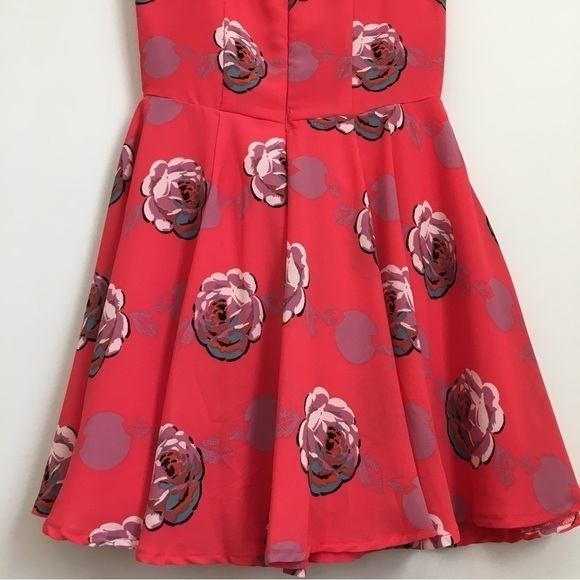 Maison Jules Red Floral  Sleeveless Floral pleated Fit & Flare Dress - Picture 8 of 16